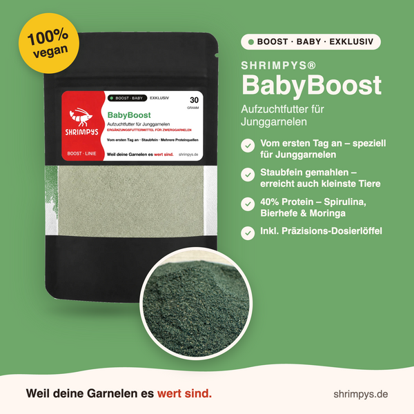 SHRIMPYS BabyBoost Aufzuchtfutter Tüte 30 g – Garnelen-Pott.de Essen