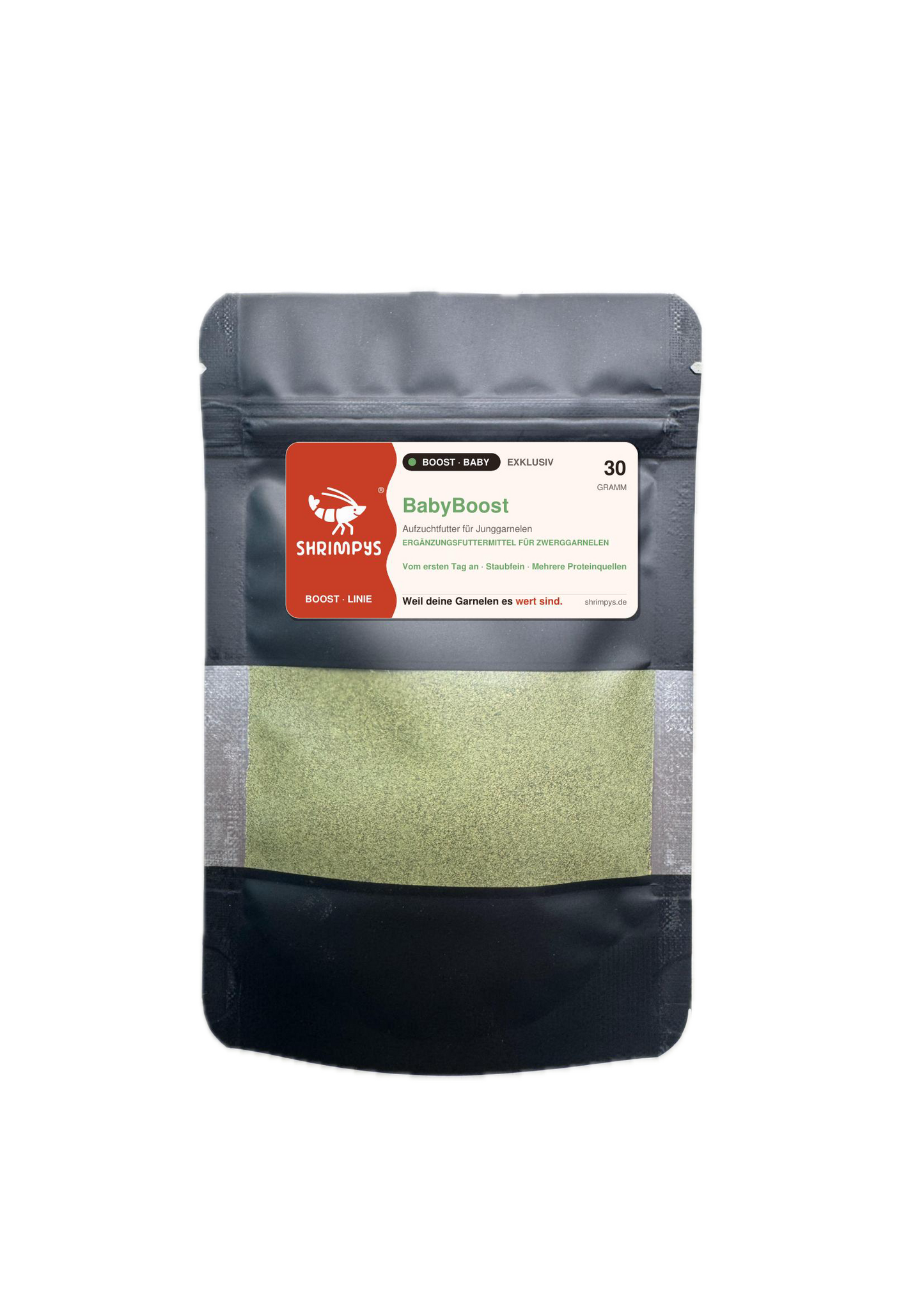 SHRIMPYS BabyBoost Aufzuchtfutter Tüte 30 g – Garnelen-Pott.de Essen
